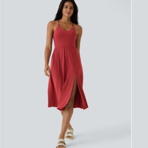 HALARA Red Midi Dress with Slit